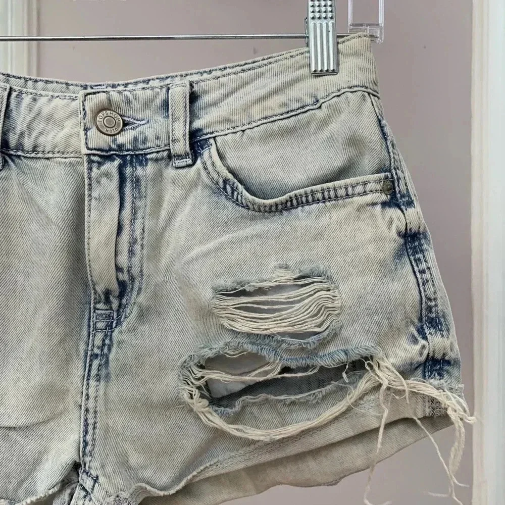 Hi Rise Topshop Distressed Denim Hallie Shorts